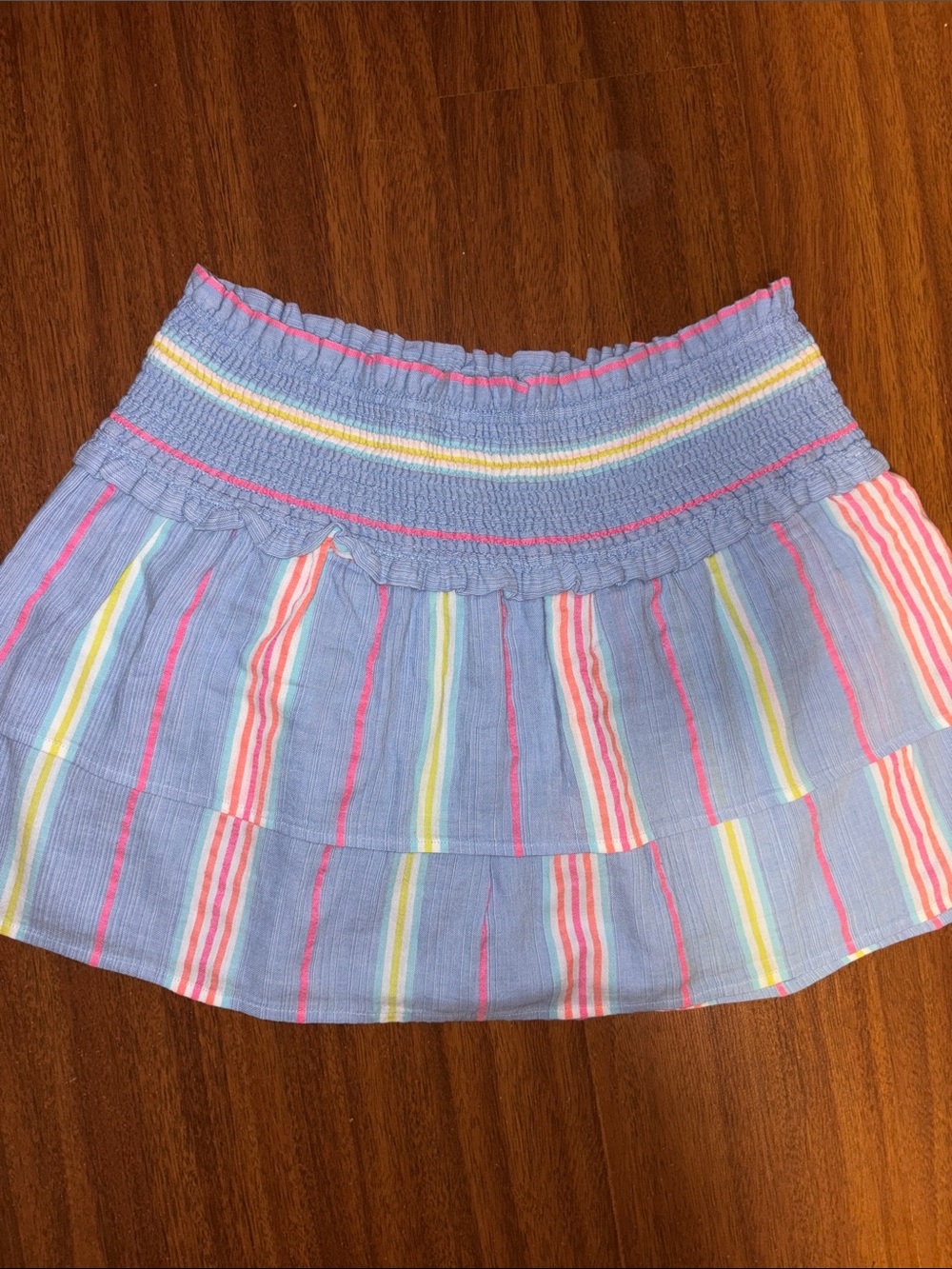 Vineyard Vines Pastel Blue Smocked Stripe Skirt